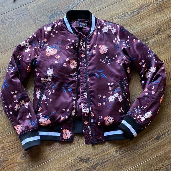 Floral Satin Bomber Jacket - Picture 1 of 6